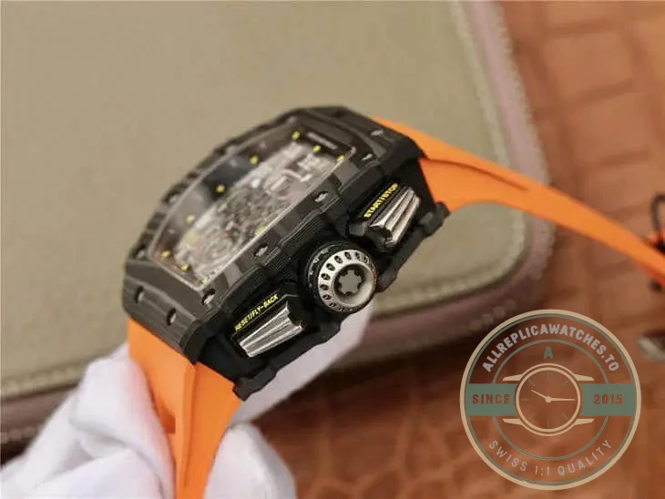 Superclone Richard Mille 011-03 Carbon Fiber Orange Strap - Swiss-Made Clone Watch