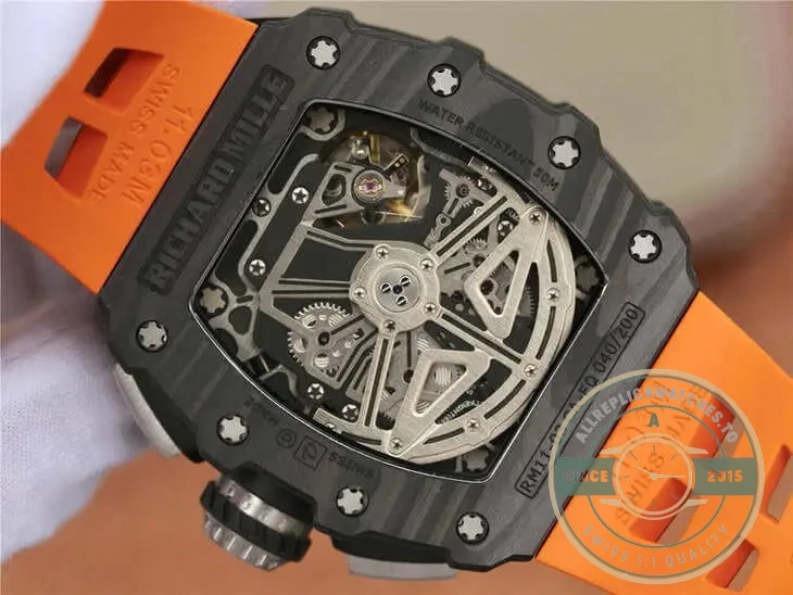 Superclone Richard Mille 011-03 Carbon Fiber Orange Strap - Affordable Super Clone Watch