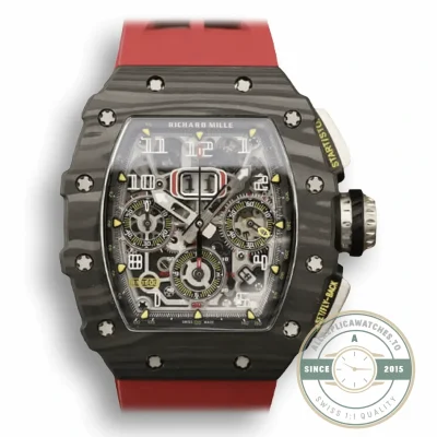Superclone Richard Mille 011-03 Carbon Fiber Red Strap - Swiss-Made Clone Watch