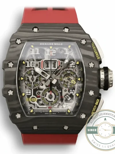 Superclone Richard Mille 011-03 Carbon Fiber Red Strap - Swiss-Made Clone Watch