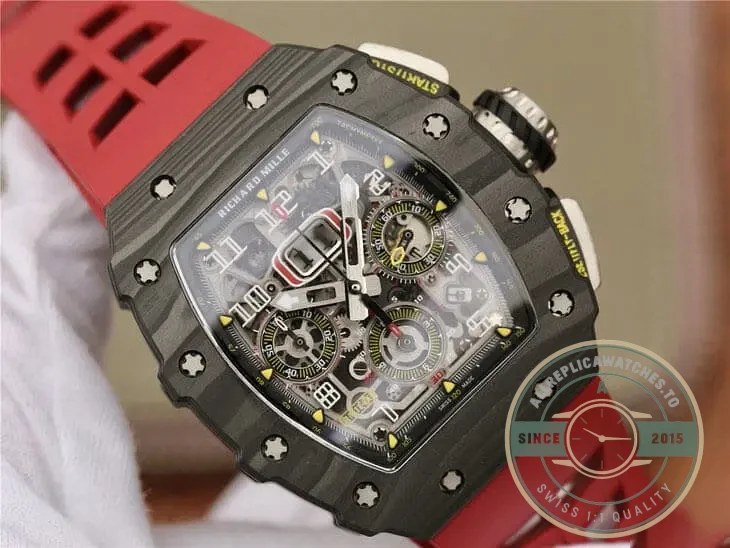 Superclone Richard Mille 011-03 Carbon Fiber Red Strap - Budget Luxury Replica Watch