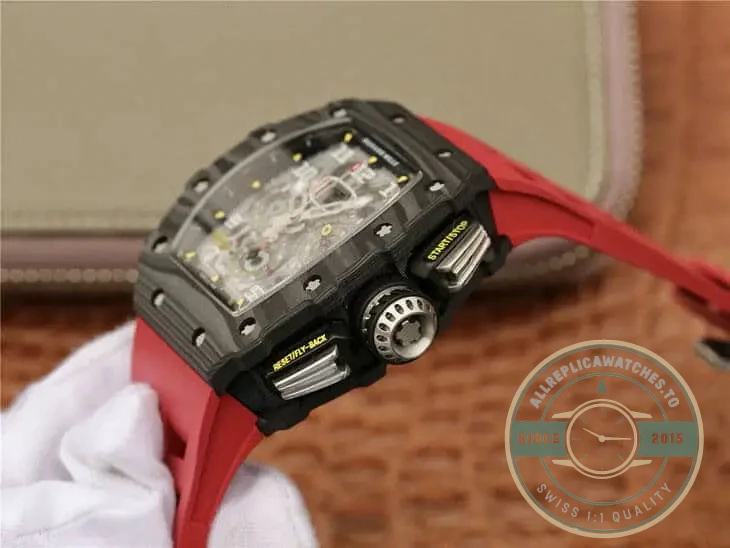 Superclone Richard Mille 011-03 Carbon Fiber Red Strap - Factory Super Clone Watch
