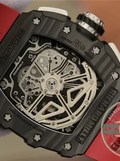 Superclone Richard Mille 011-03 Carbon Fiber Red Strap - Luxury Replica Watch