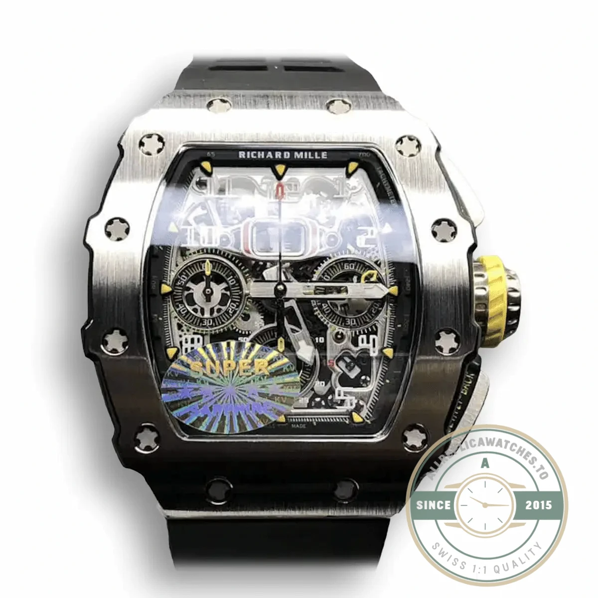 Superclone Richard Mille 011-03 Titanium Case Rubber Strap - Affordable Super Clone Watch