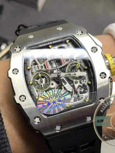 Superclone Richard Mille 011-03 Titanium Case Rubber Strap - High-Grade Replica Watch