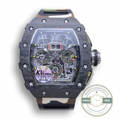 Superclone Richard Mille 011 Carbon Fiber Camo Strap - High-Grade Replica Watch