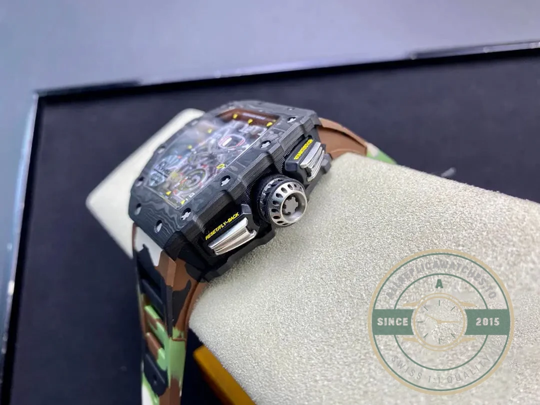 Superclone Richard Mille 011 Carbon Fiber Camo Strap - Swiss Movement Replica Watch
