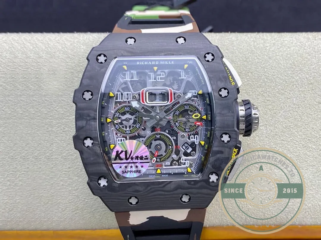 Superclone Richard Mille 011 Carbon Fiber Camo Strap - Premium Super Clone Watch