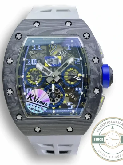 Superclone Richard Mille 011 Carbon Fiber White Strap - Factory Super Clone Watch