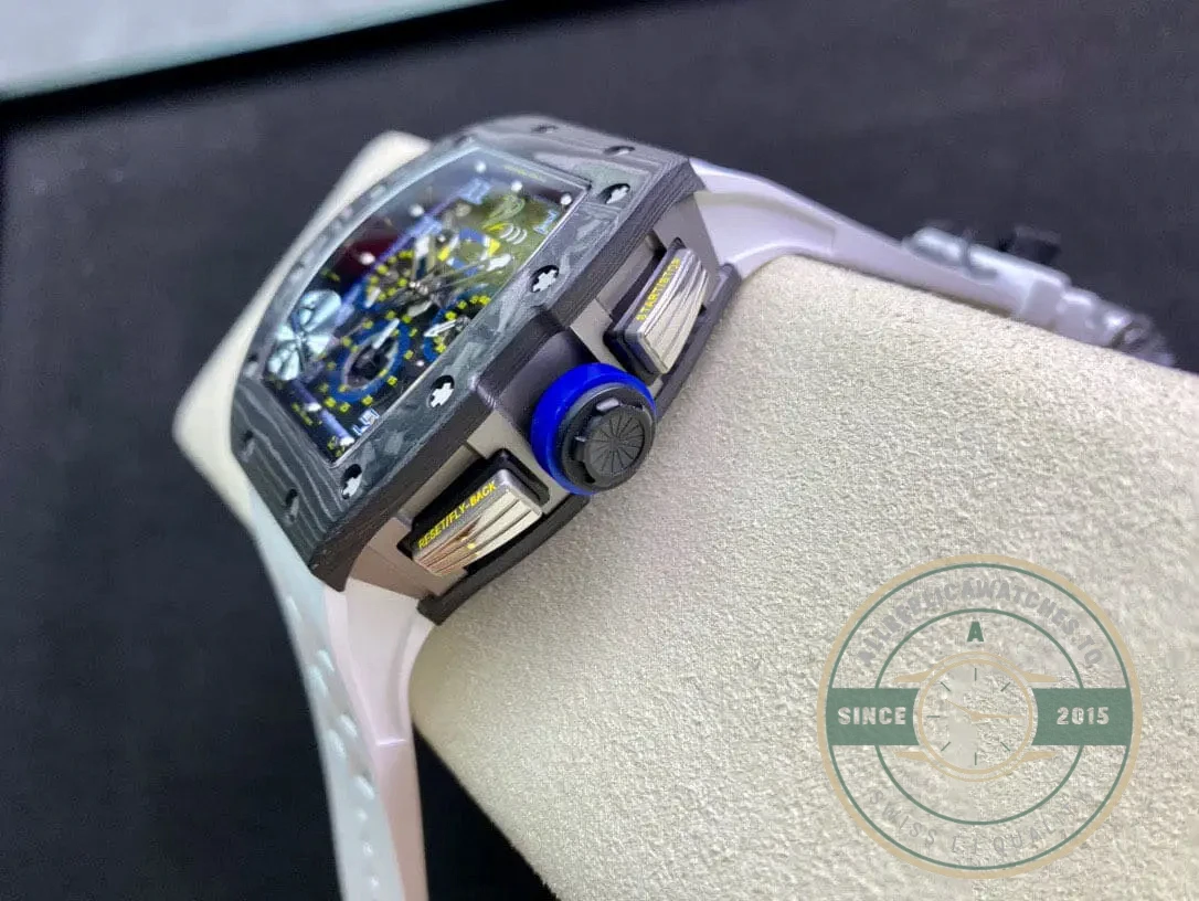Superclone Richard Mille 011 Carbon Fiber White Strap - 1:1 Swiss Replica Watch