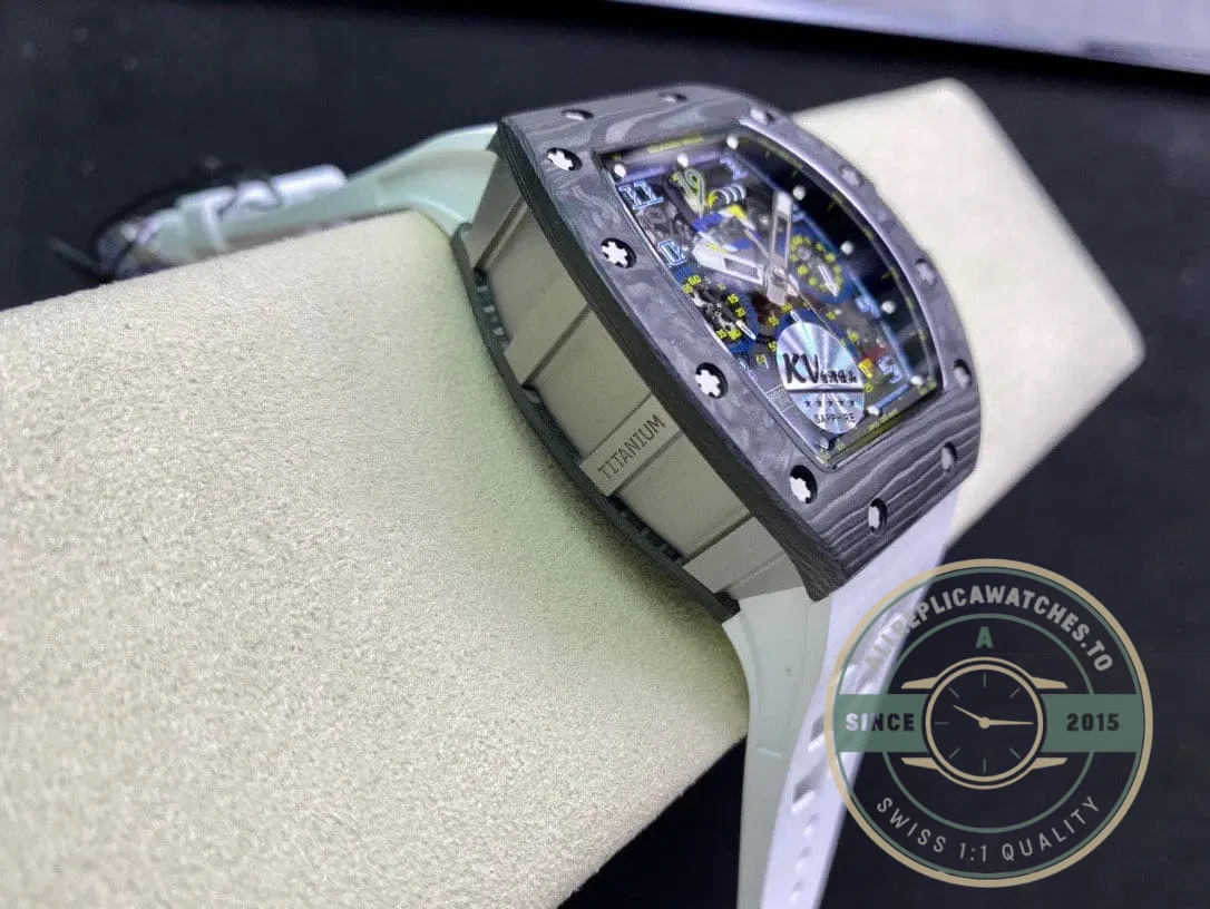 Superclone Richard Mille 011 Carbon Fiber White Strap - Affordable Luxury Replica Timepiece