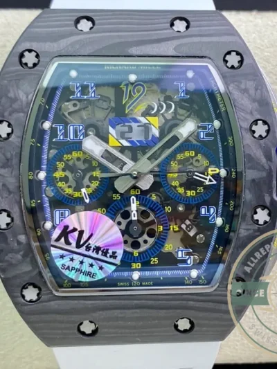 Superclone Richard Mille 011 Carbon Fiber White Strap - Affordable Luxury Replica Timepiece