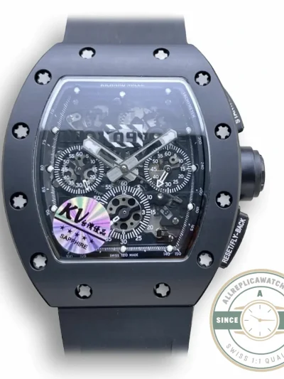 Superclone Richard Mille 011 Ceramic Black Case - Swiss Movement Replica Watch