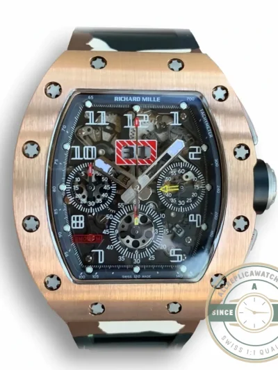 Superclone Richard Mille 011 Rose Gold Camouflage Strap - High-Grade Replica Watch