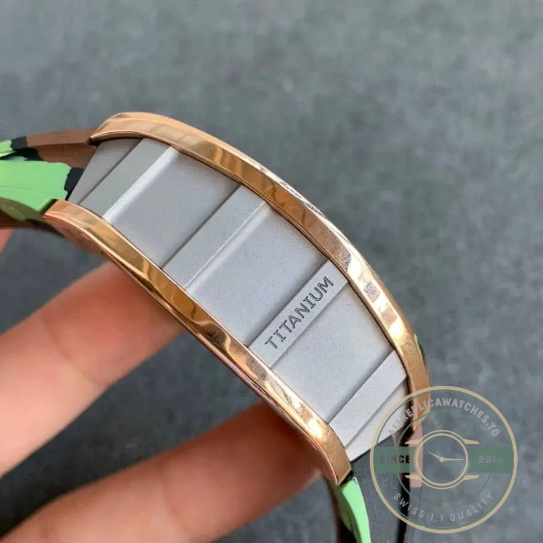 Superclone Richard Mille 011 Rose Gold Camouflage Strap - Affordable Luxury Replica Timepiece