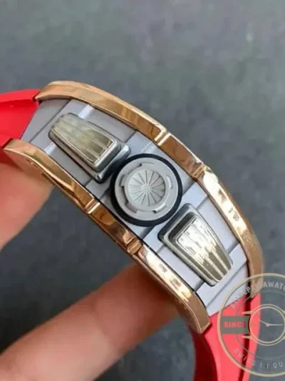 Superclone Richard Mille 011 Rose Gold Red Strap - Best Quality Replica Watch
