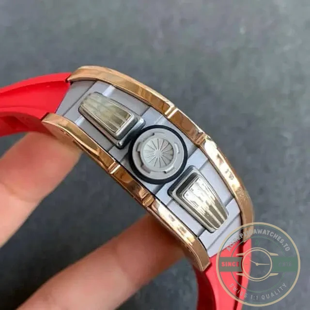 Superclone Richard Mille 011 Rose Gold Red Strap - Best Quality Replica Watch