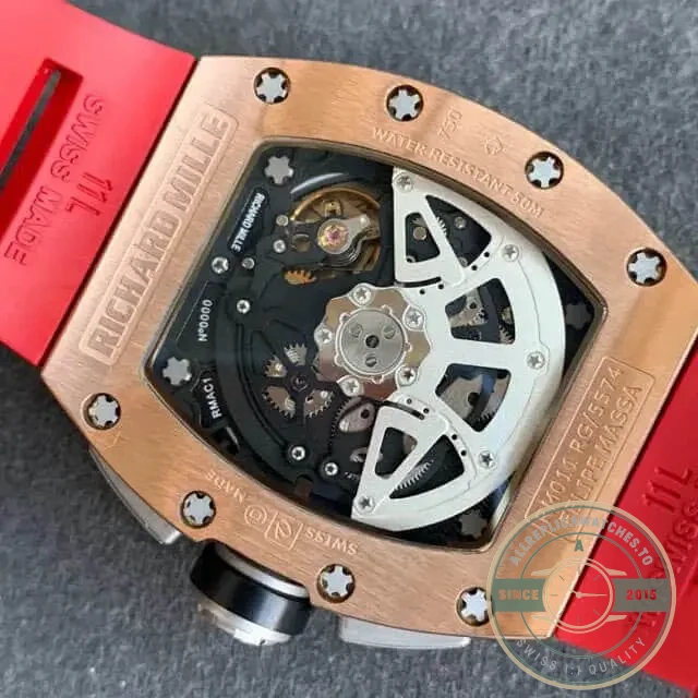 Superclone Richard Mille 011 Rose Gold Red Strap - High-Grade Replica Watch