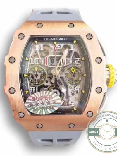 Superclone Richard Mille 011 Swiss Eta7750 Grey Rubber Strap - Affordable Luxury Replica Timepiece