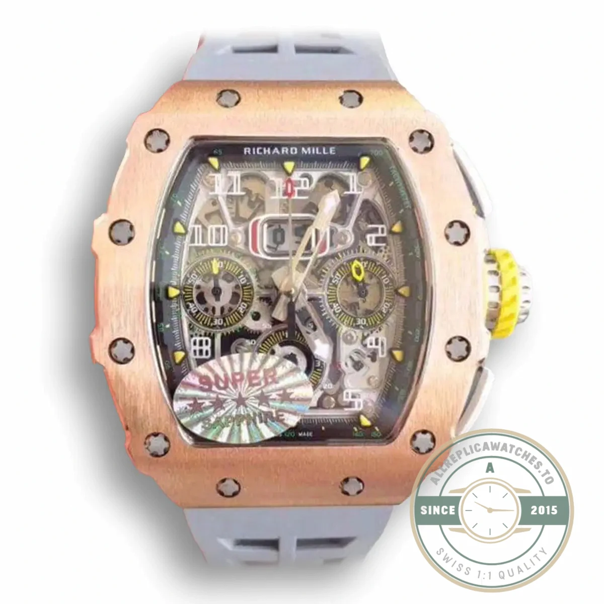 Superclone Richard Mille 011 Swiss Eta7750 Grey Rubber Strap - Affordable Luxury Replica Timepiece