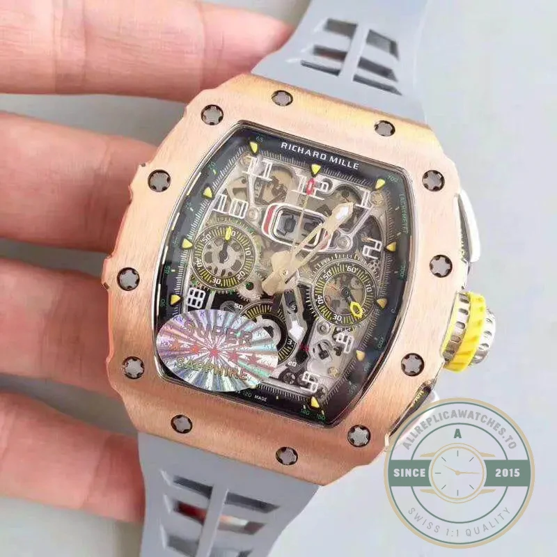 Superclone Richard Mille 011 Swiss Eta7750 Grey Rubber Strap - Budget Luxury Replica Watch