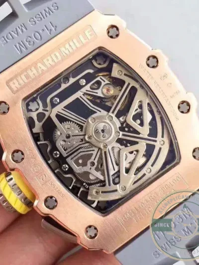 Superclone Richard Mille 011 Swiss Eta7750 Grey Rubber Strap - Factory Super Clone Watch