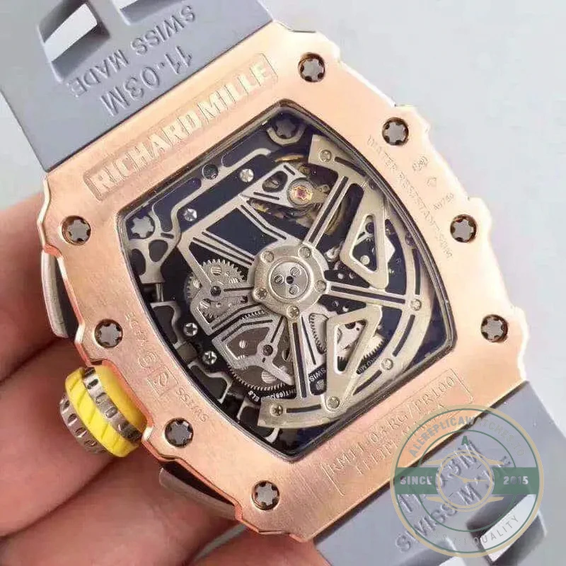 Superclone Richard Mille 011 Swiss Eta7750 Grey Rubber Strap - Factory Super Clone Watch