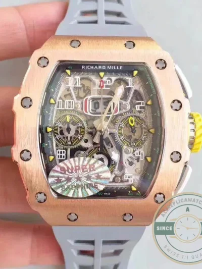 Superclone Richard Mille 011 Swiss Eta7750 Grey Rubber Strap - Premium Super Clone Watch