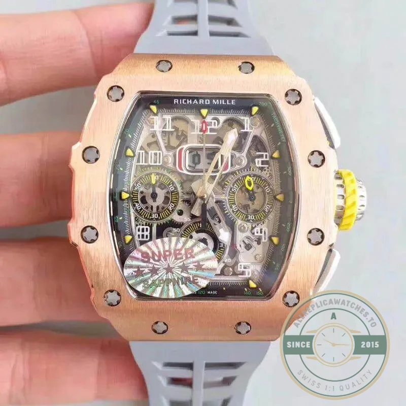 Superclone Richard Mille 011 Swiss Eta7750 Grey Rubber Strap - Premium Super Clone Watch