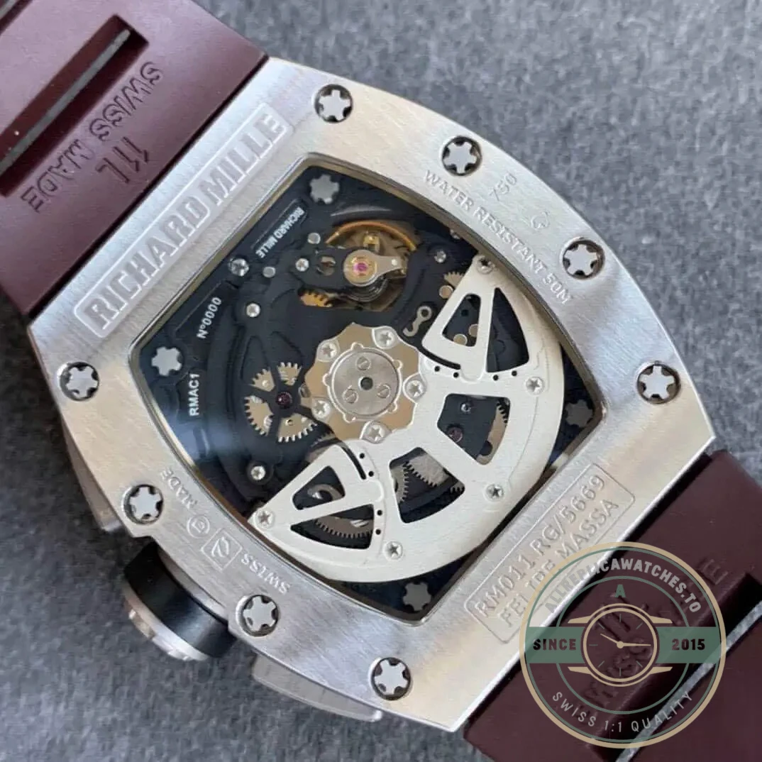 Superclone Richard Mille 011 Titanium Brown Strap - Top-Tier Swiss Replica Watch