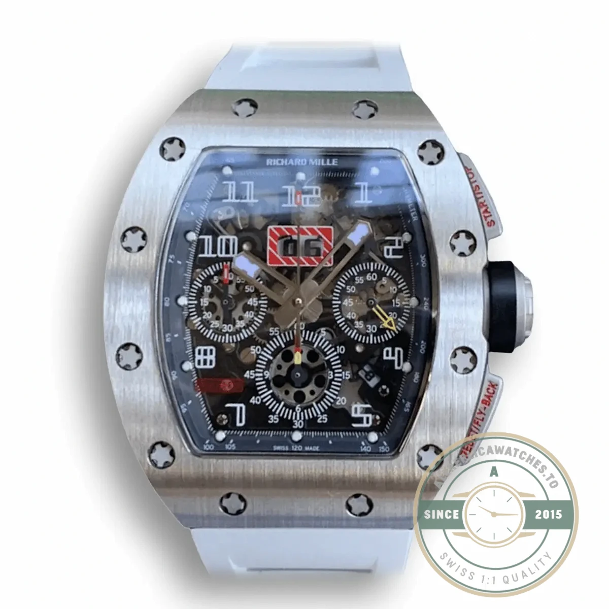 Superclone Richard Mille 011 Titanium White Strap - Luxury Replica Watch