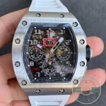 Superclone Richard Mille 011 Titanium White Strap - Swiss Movement Replica Watch