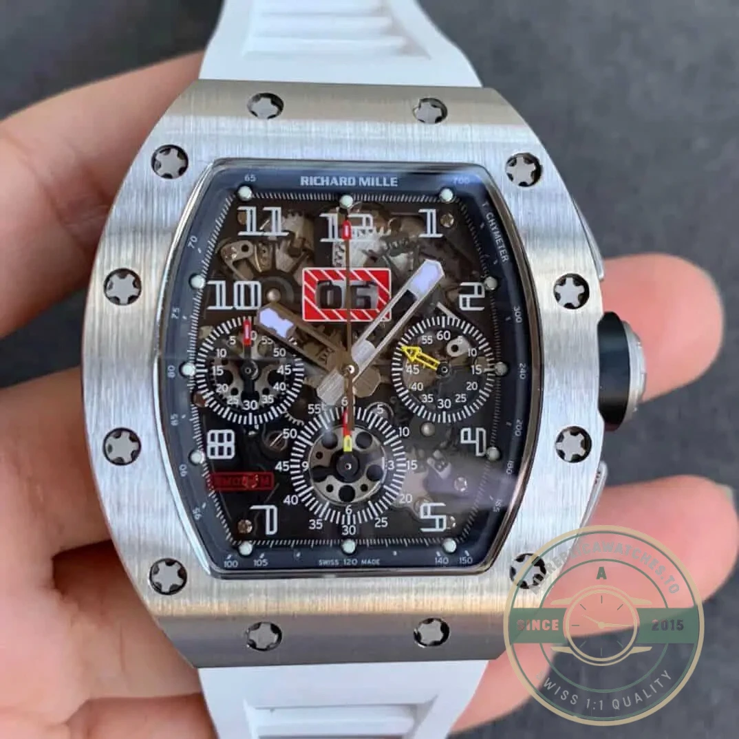 Superclone Richard Mille 011 Titanium White Strap - Swiss Movement Replica Watch