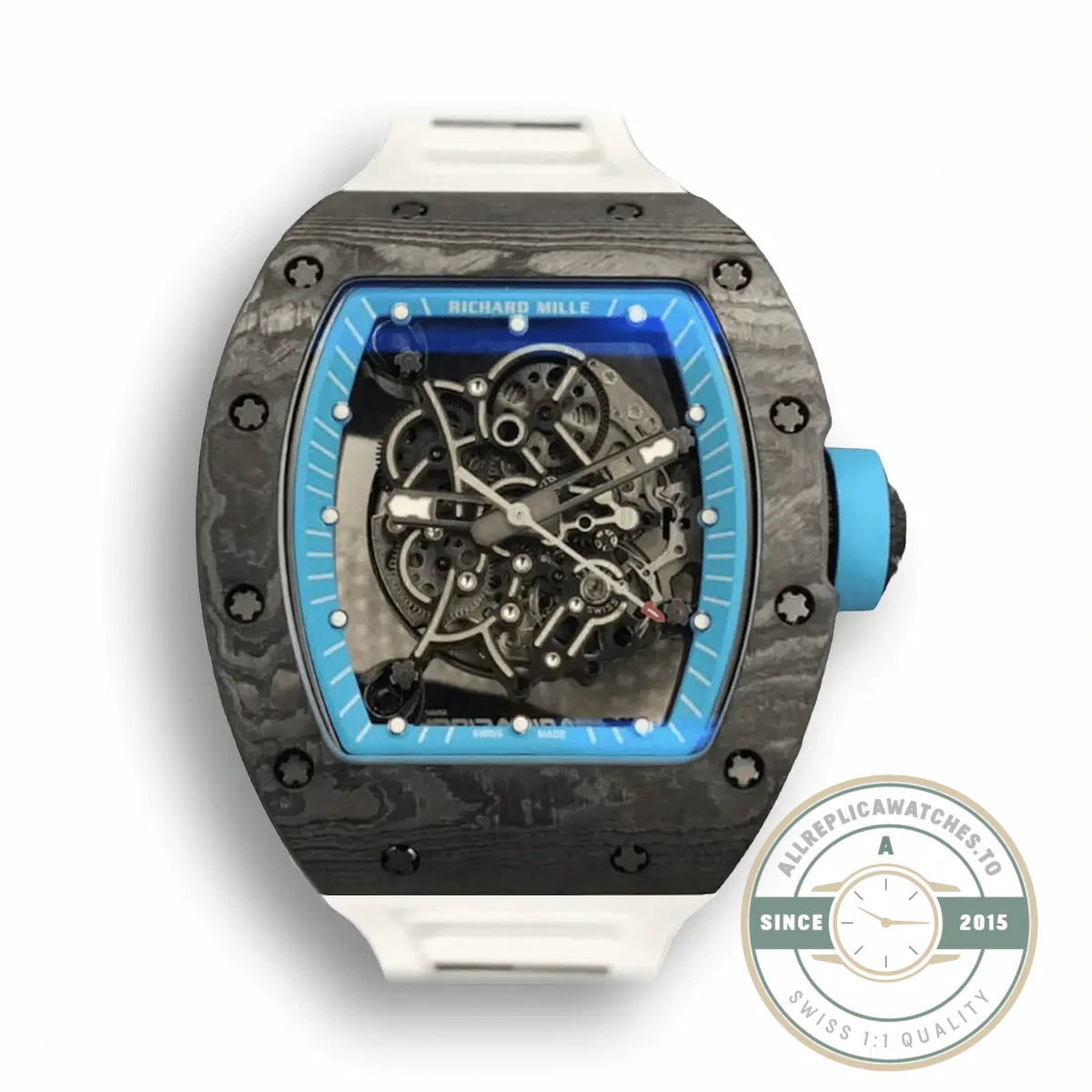 Superclone Richard Mille 055 Carbon Fiber Skeleton Dial - Swiss Movement Replica Watch
