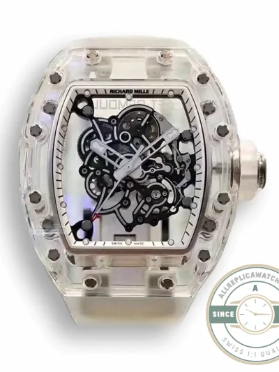 Superclone Richard Mille 055 Glass Transparent White Bezel - High-Grade Replica Watch