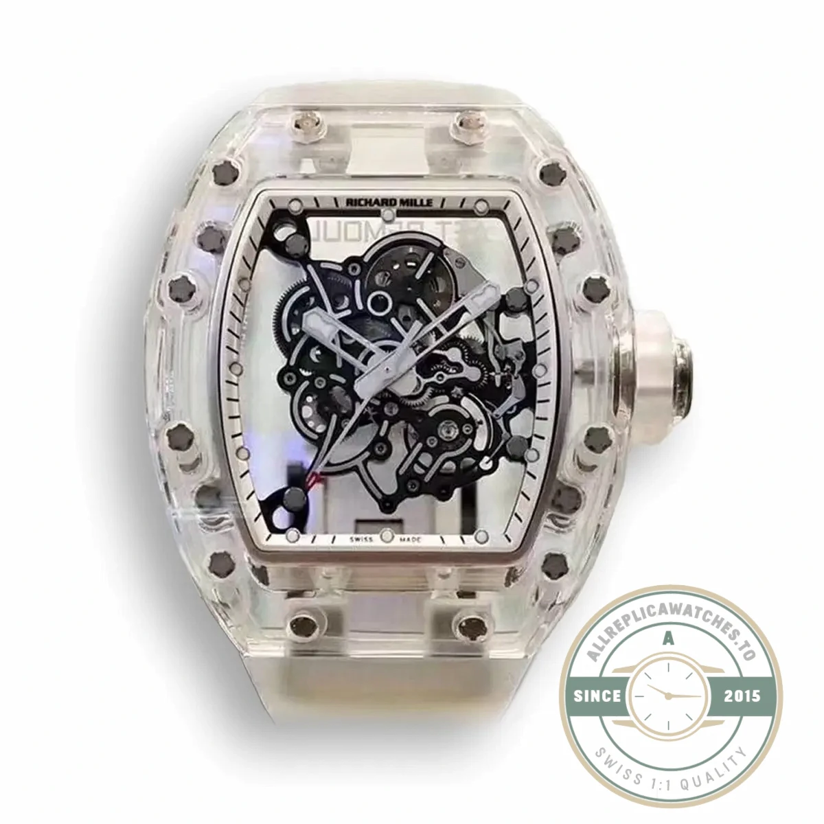 Superclone Richard Mille 055 Glass Transparent White Bezel - High-Grade Replica Watch