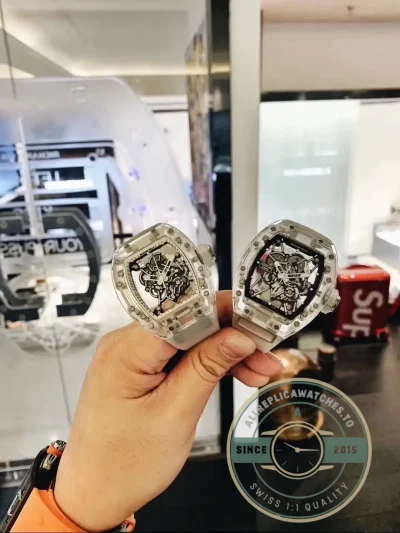 Superclone Richard Mille 055 Glass Transparent White Bezel - Premium Super Clone Watch