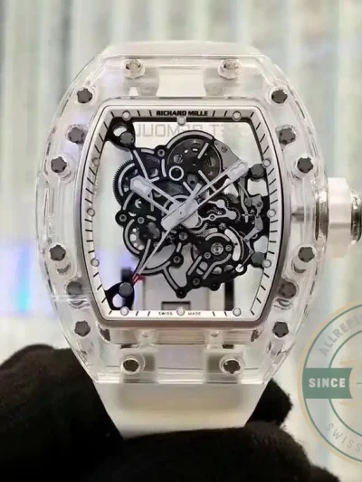 Superclone Richard Mille 055 Glass Transparent White Bezel - Affordable Super Clone Watch