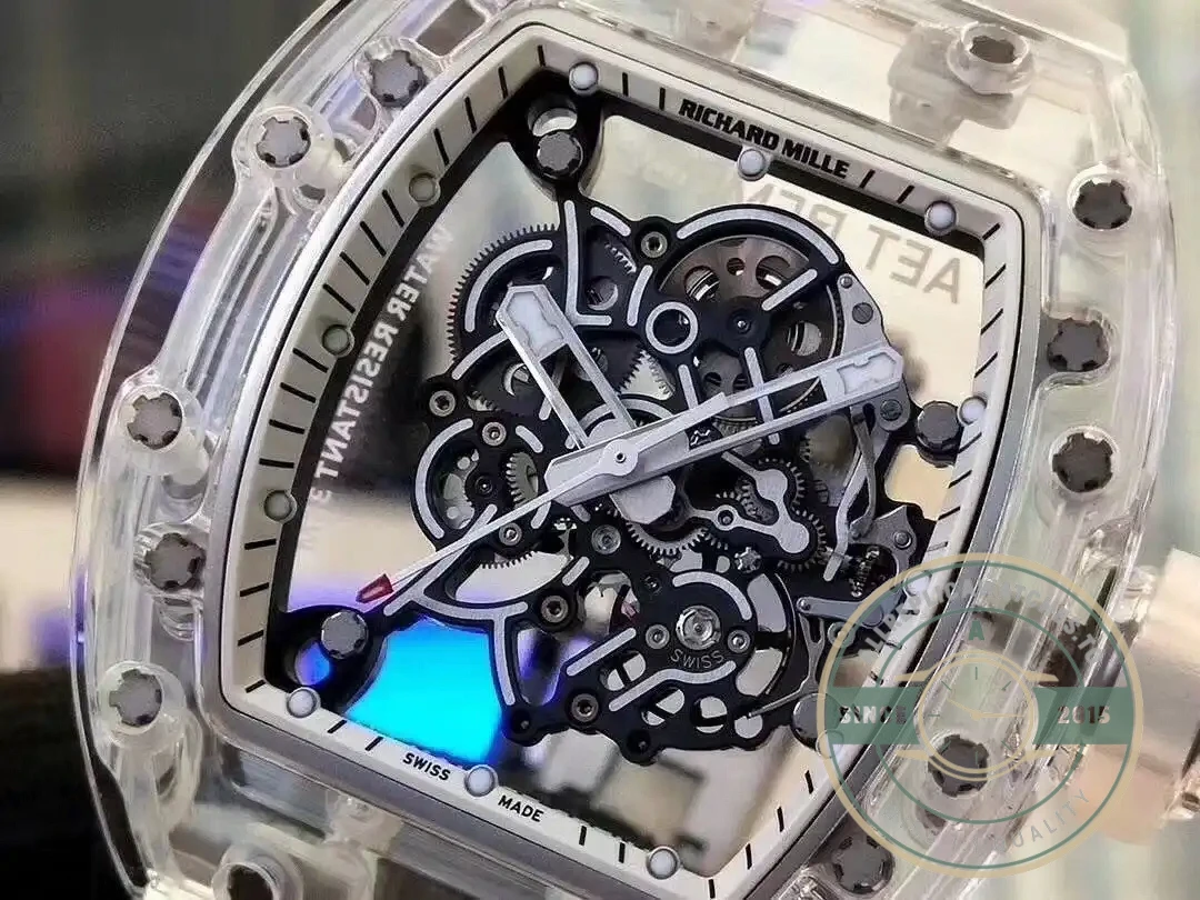 Superclone Richard Mille 055 Glass Transparent White Bezel - Luxury Replica Watch