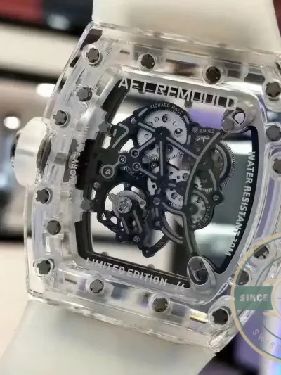 Superclone Richard Mille 055 Glass Transparent White Bezel - Swiss-Made Clone Watch