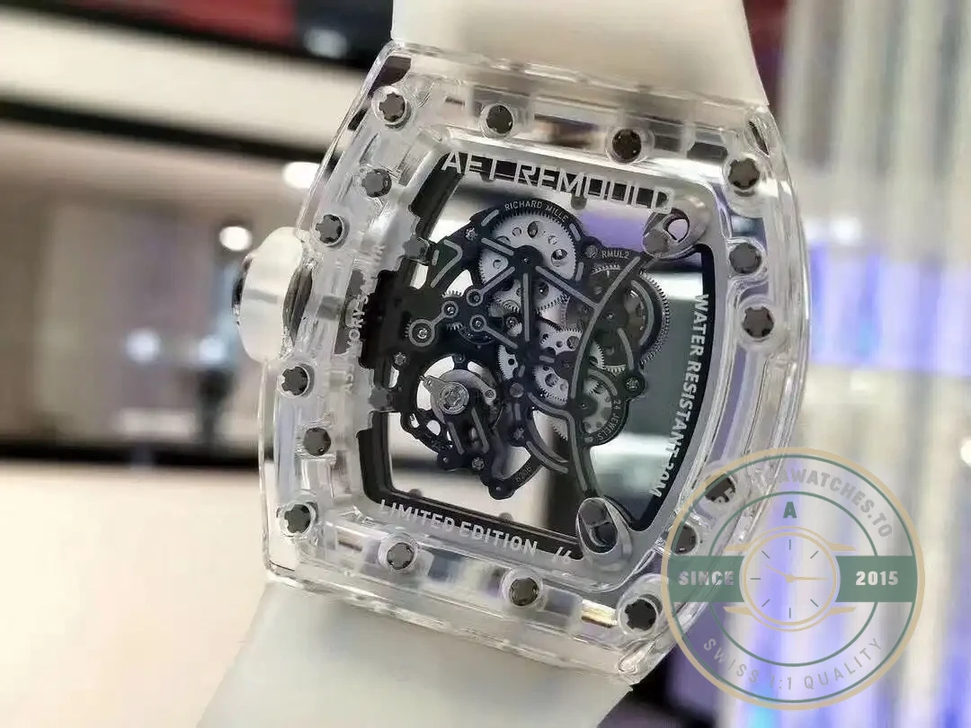 Superclone Richard Mille 055 Glass Transparent White Bezel - Swiss-Made Clone Watch