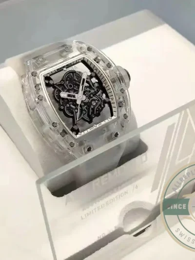Superclone Richard Mille 055 Glass Transparent White Bezel - Swiss Movement Replica Watch