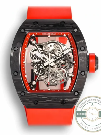 Superclone Richard Mille 055 Ntpt Carbon Fiber Red Strap - Premium Super Clone Watch