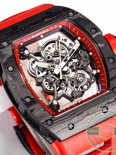 Superclone Richard Mille 055 Ntpt Carbon Fiber Red Strap - Budget Luxury Replica Watch
