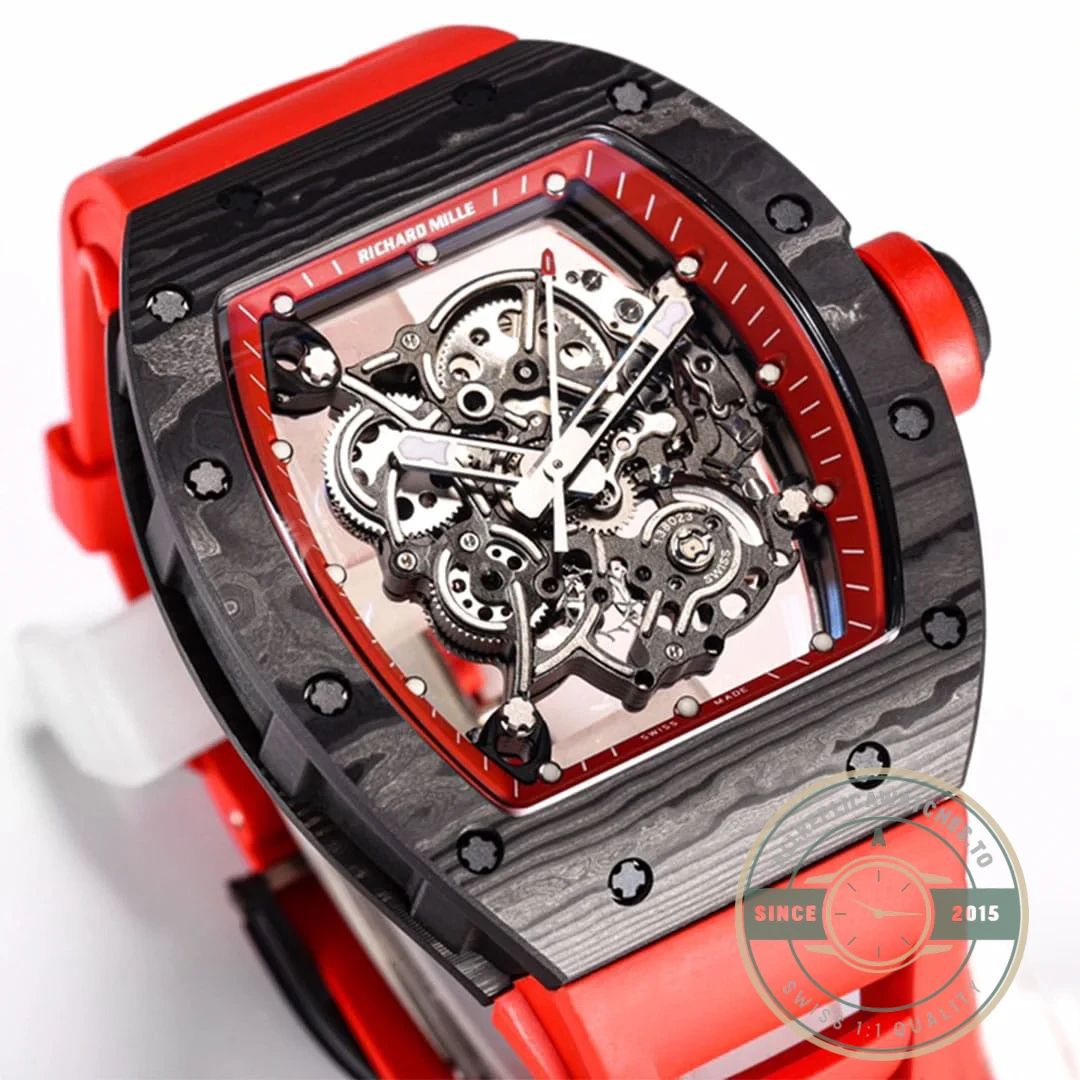 Superclone Richard Mille 055 Ntpt Carbon Fiber Red Strap - Budget Luxury Replica Watch