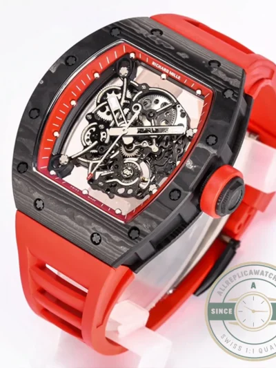 Superclone Richard Mille 055 Ntpt Carbon Fiber Red Strap - Best Quality Replica Watch