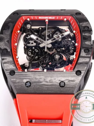 Superclone Richard Mille 055 Ntpt Carbon Fiber Red Strap - Factory Super Clone Watch