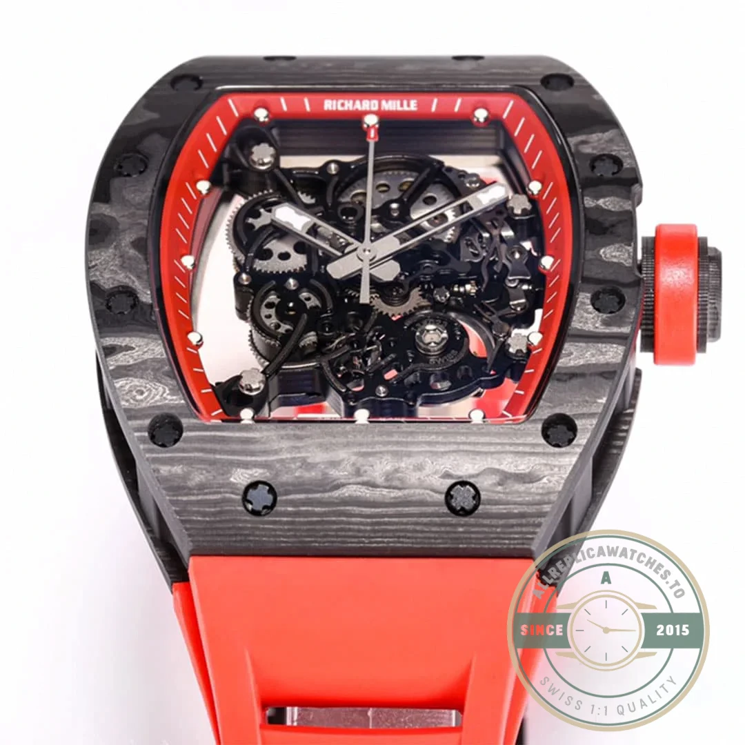 Superclone Richard Mille 055 Ntpt Carbon Fiber Red Strap - Factory Super Clone Watch
