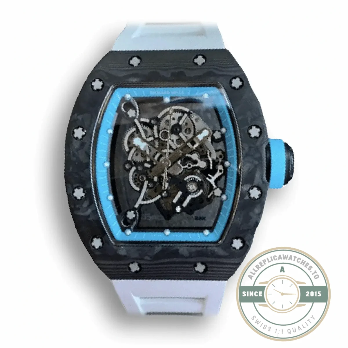 Superclone Richard Mille 055 V2 Carbon Fiber Rubber Strap - Best Quality Replica Watch