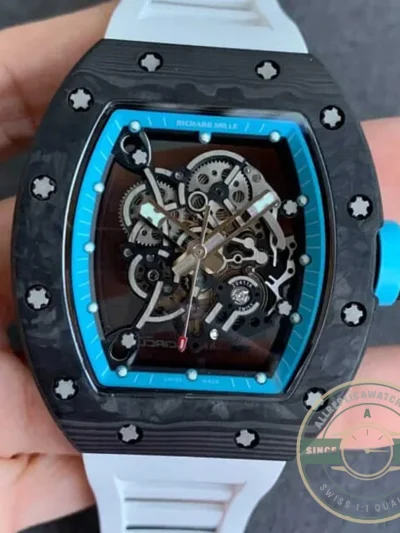 Superclone Richard Mille 055 V2 Carbon Fiber Rubber Strap - Best Quality Replica Watch